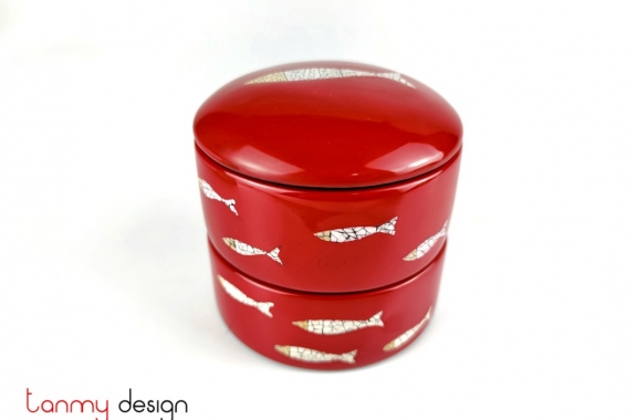 Cylinder red box with eggshell fish 12*H10cm